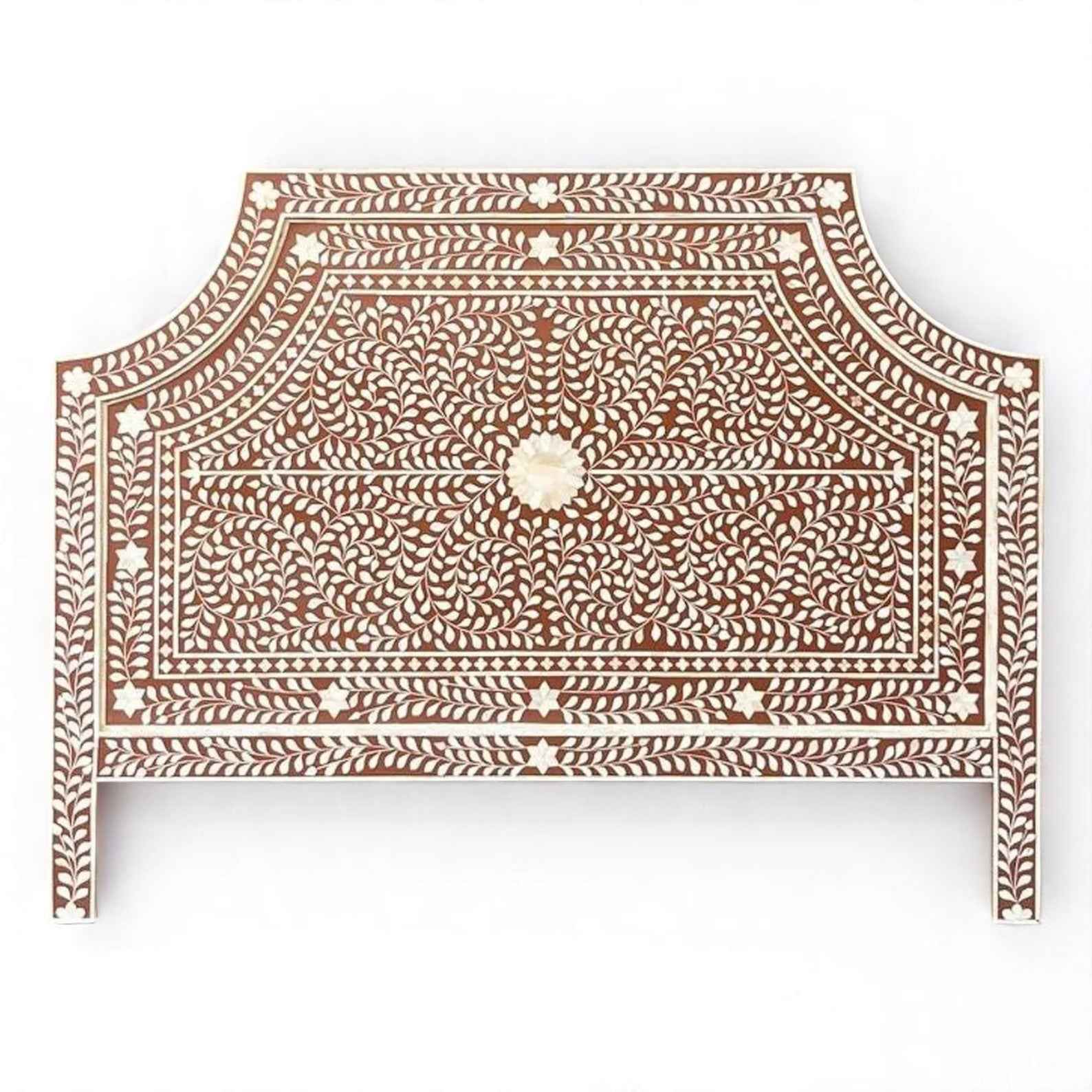 Handmade Bone Inlay Bed Headboard – Intricate Wood & Resin Design by HANA EXPORTS