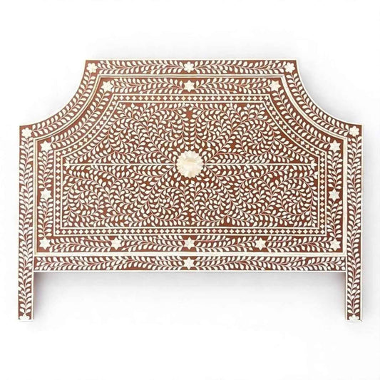 Handmade Bone Inlay Bed Headboard – Intricate Wood & Resin Design by HANA EXPORTS