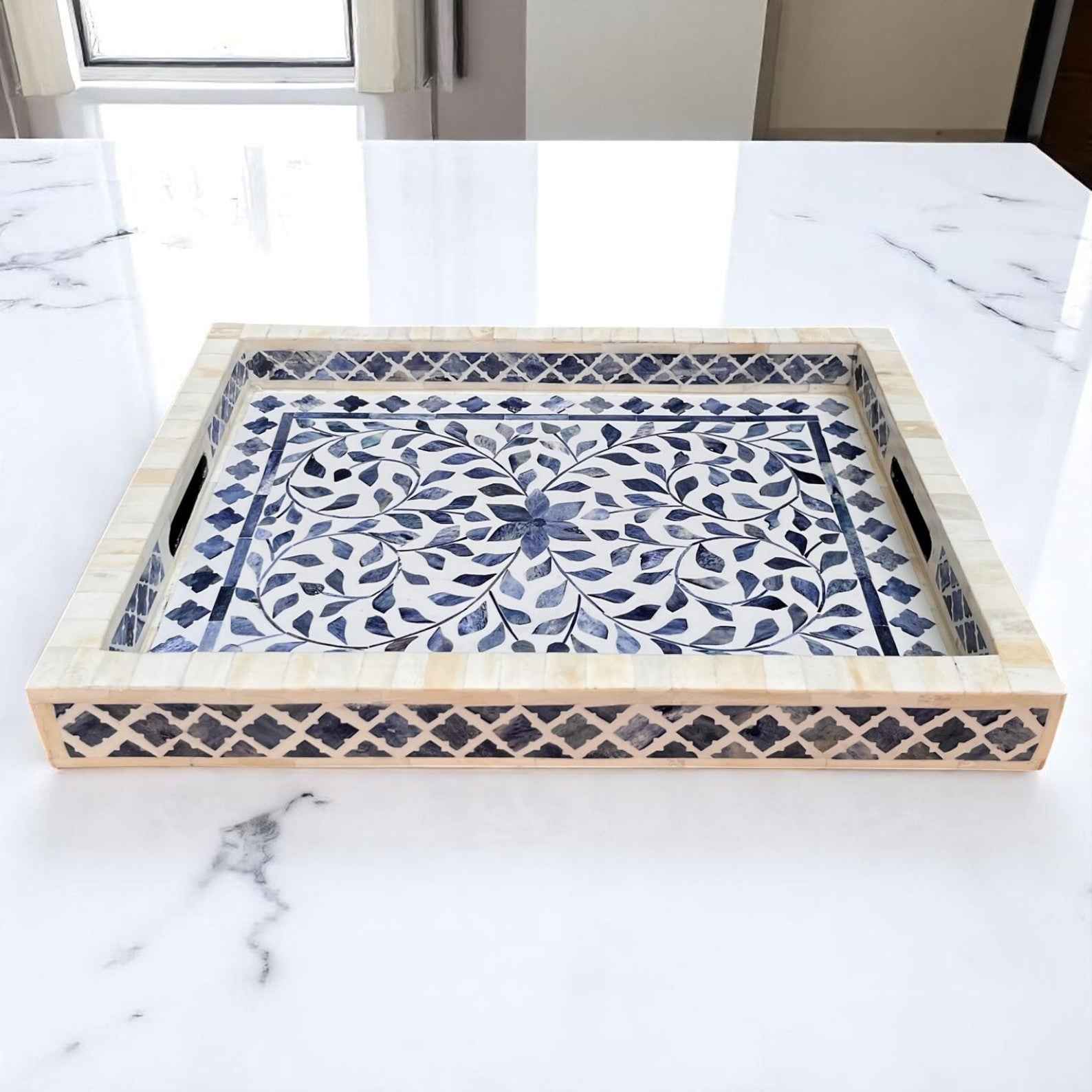 Handmade Bone Inlay Serving Tray â Decorative Resin Tray by HANA EXPORTS