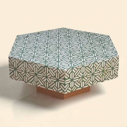 Handmade Bone Inlay Coffee Table - Camel Bone & Resin Furniture by Hansa Handicraft