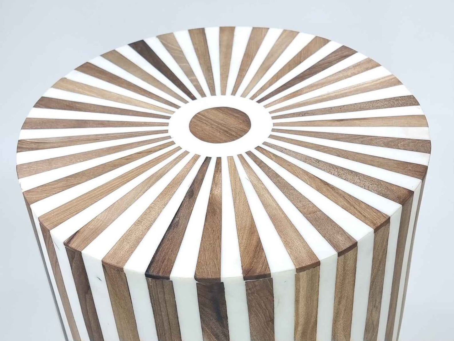 Stunning Handmade Side Table | Unique Wooden Art Piece | Striped Coffee & End Table | Adds Charm to Any Room-HANSA HANDICRAFT