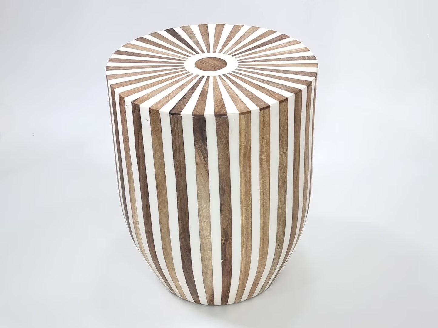 Stunning Handmade Side Table | Unique Wooden Art Piece | Striped Coffee & End Table | Adds Charm to Any Room-HANSA HANDICRAFT