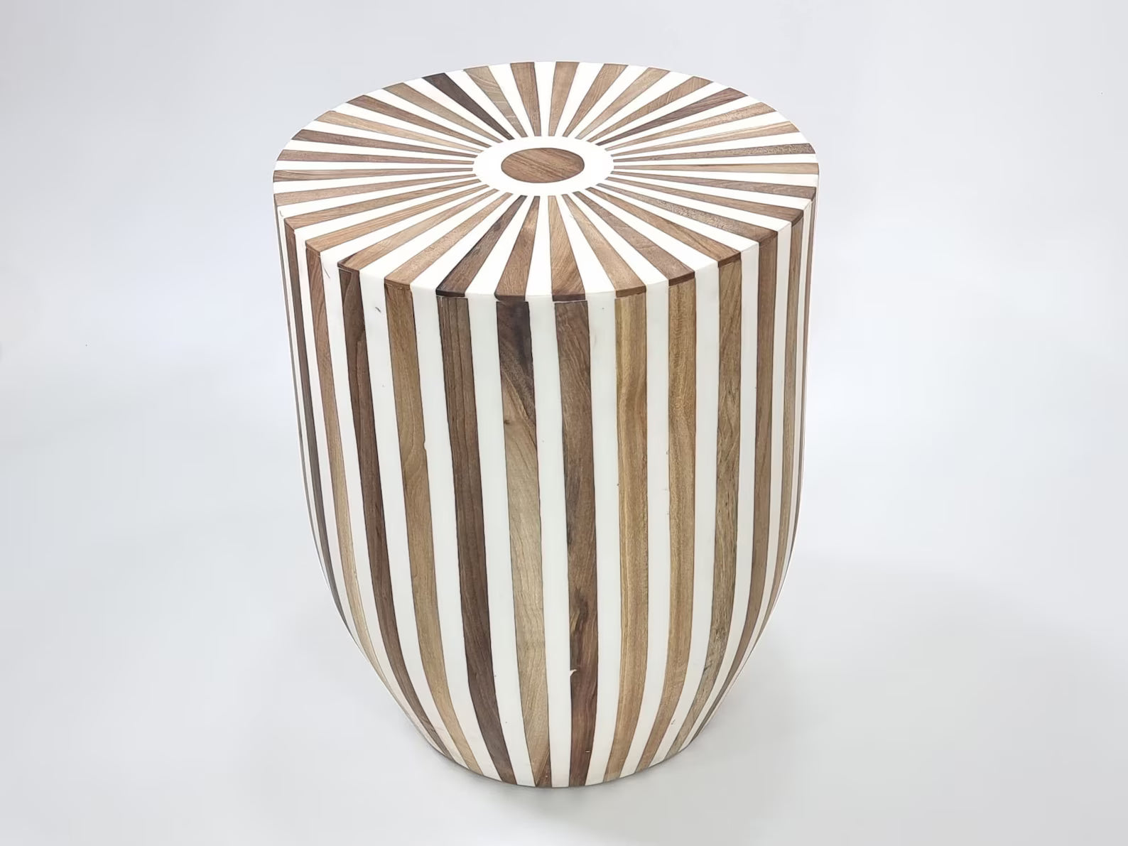 Stunning Handmade Side Table | Unique Wooden Art Piece | Striped Coffee & End Table | Adds Charm to Any Room-HANSA HANDICRAFT