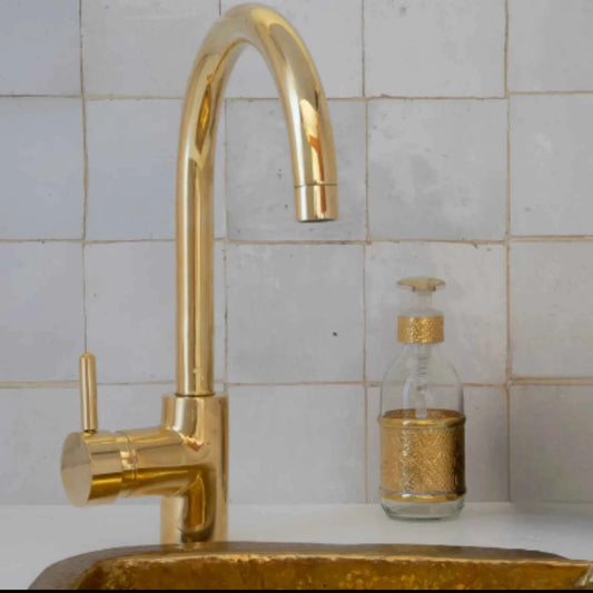 Brass Basin Mixer Tap | Compact Unlacquered Brass Sink Faucet – HANSA HANDICRAFT