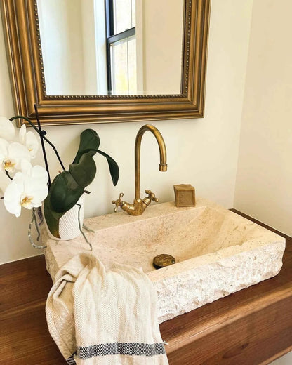 Unlacquered Brass Vanity Sink Faucet, Antique Brass Bathroom Single Hole Faucet – HANSA HANDICRAFT