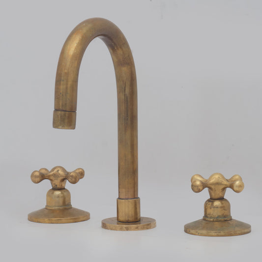 Widespread 3-Hole Solid Unlacquered Brass Faucet | Deck Mount Vanity Sink Faucet | Antique Brass Bathroom Tap – HANSA HANDICRAFT