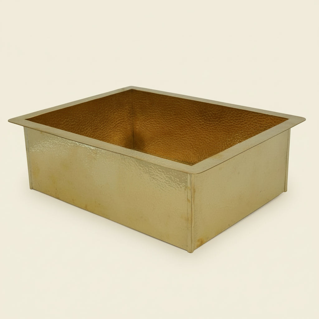Premium Hammered Brass Kitchen Island Sink | Rectangular Farmhouse Style Sink – HANSA HANDICRAFT