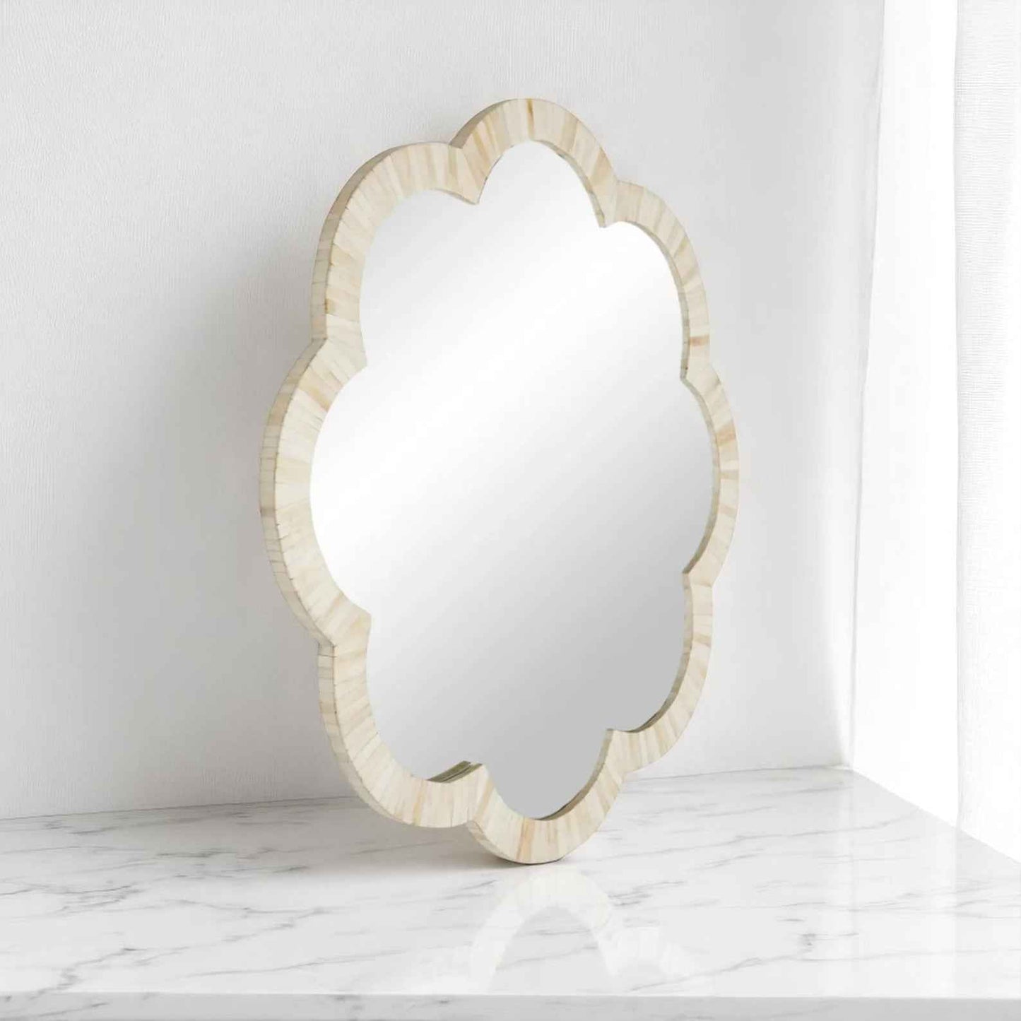 Handmade Bone Inlay Mirror Frame | Camel Bone & Wood Wall Frame by HANA EXPORTS