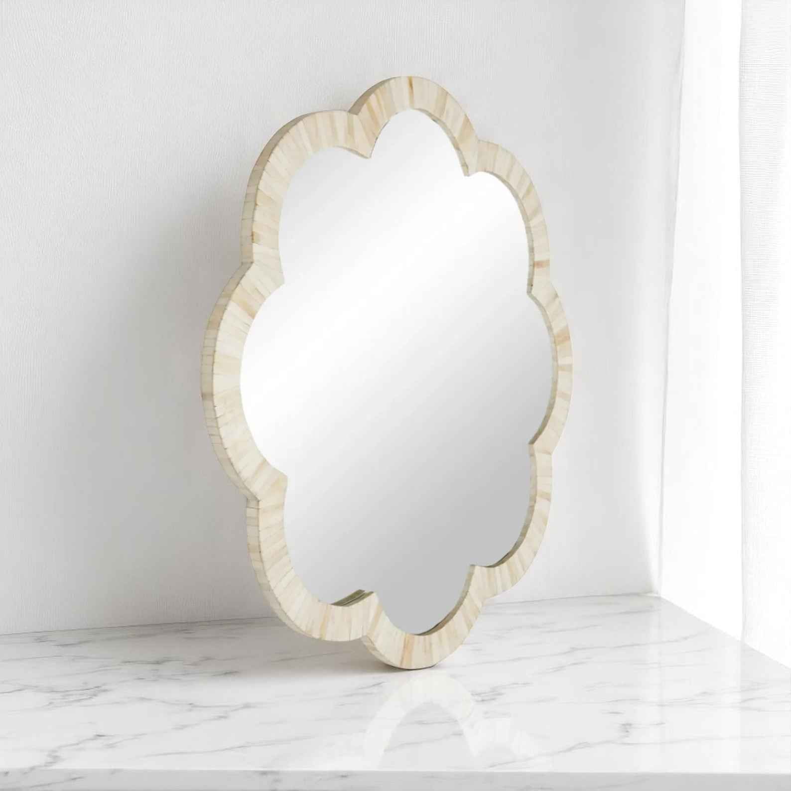 Handmade Bone Inlay Mirror Frame | Camel Bone & Wood Wall Frame by HANA EXPORTS