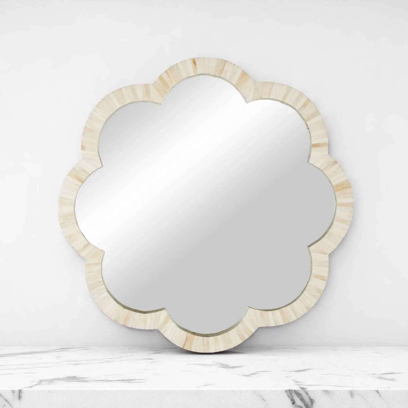 Handmade Bone Inlay Mirror Frame | Camel Bone & Wood Wall Frame by HANA EXPORTS