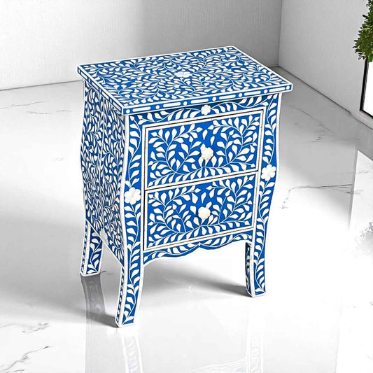 Handmade Bone Inlay Bedside Table – Modern Nightstand by HANA EXPORTS