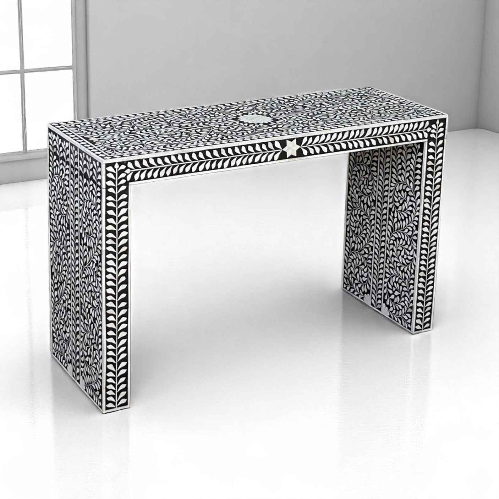 Handmade Bone Inlay Console Table - Camel Bone & Resin Furniture by HANA EXPORTS