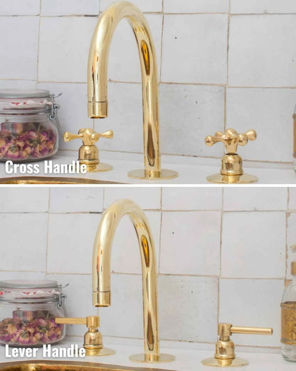 Widespread 3-Hole Solid Unlacquered Brass Faucet | Deck Mount Vanity Sink Faucet | Antique Brass Bathroom Tap – HANSA HANDICRAFT