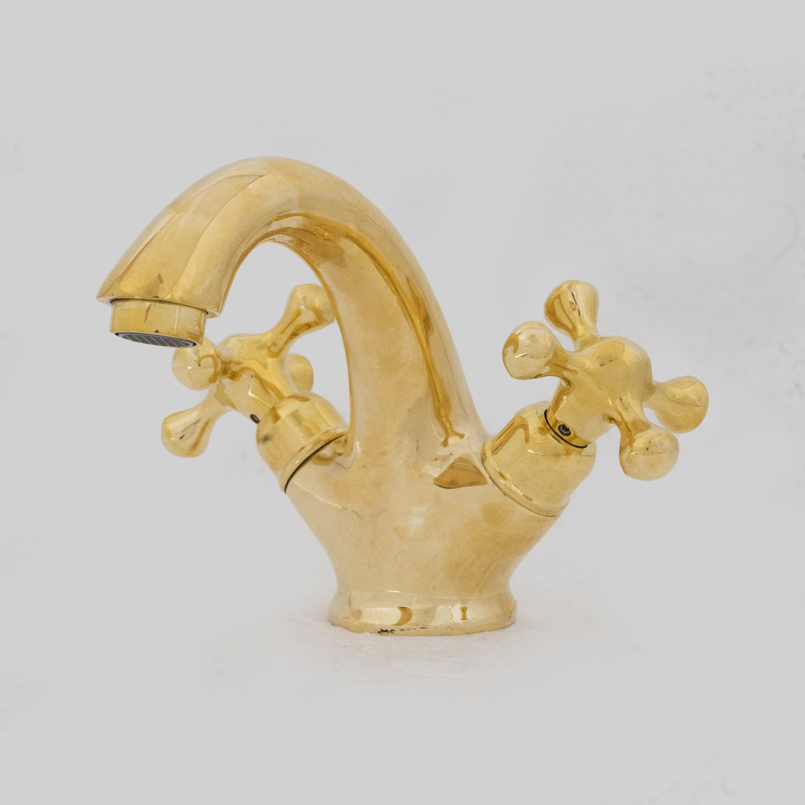 Single-Hole Unlacquered Brass Bathroom Sink Vanity Faucet with Double Simple Cross – HANSA HANDICRAFT
