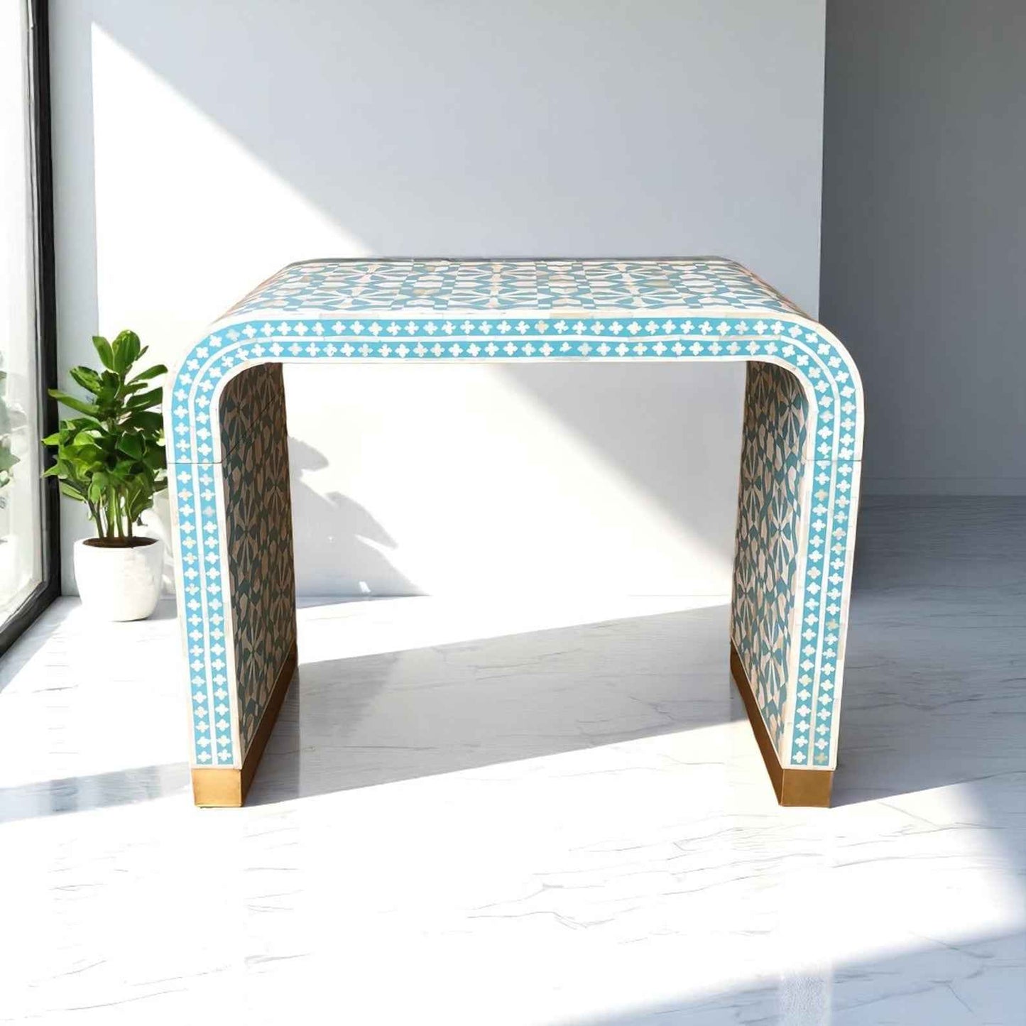 Elegant Handmade Bone Inlay Console Table – Camel Bone, Resin & Wood by HANA EXPORTS