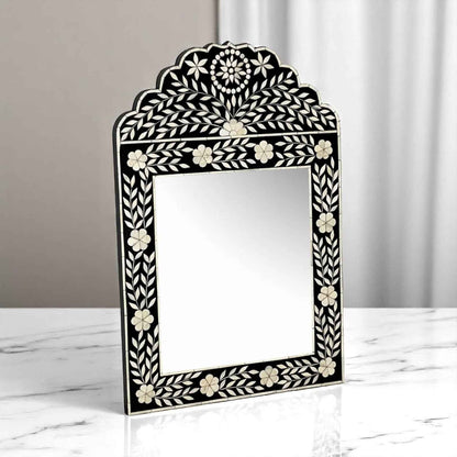 Handmade Bone Inlay Mirror Frame – 20x30" Wall Décor with Floral Pattern by HANA EXPORTS
