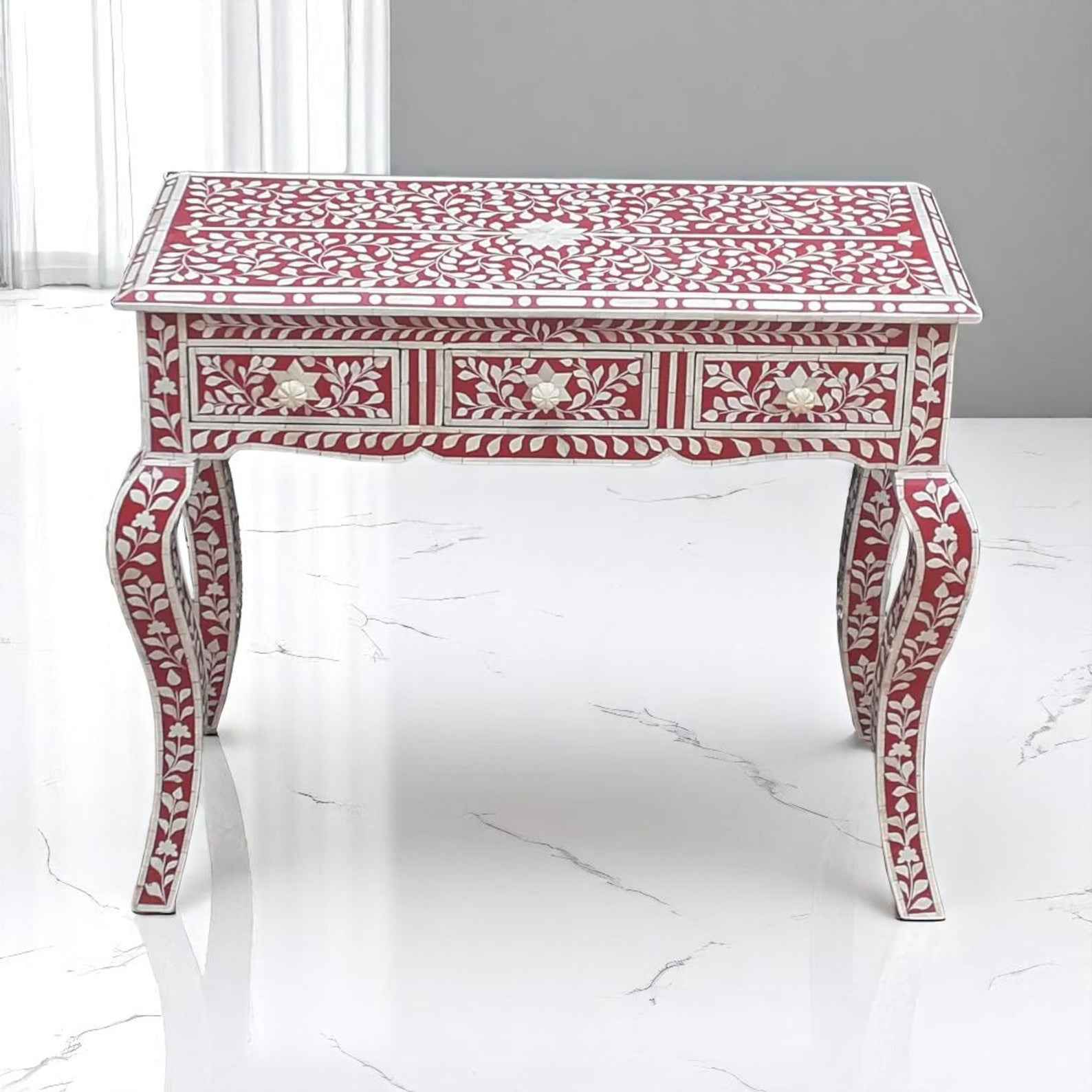 Handmade Bone Inlay Console Table – Camel Bone & Resin Console by HANA EXPORTS