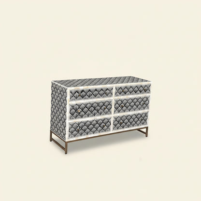 Handmade Bone Inlay Sideboard Cabinet - Camel Bone & Resin Storage by Hansa Handicraft