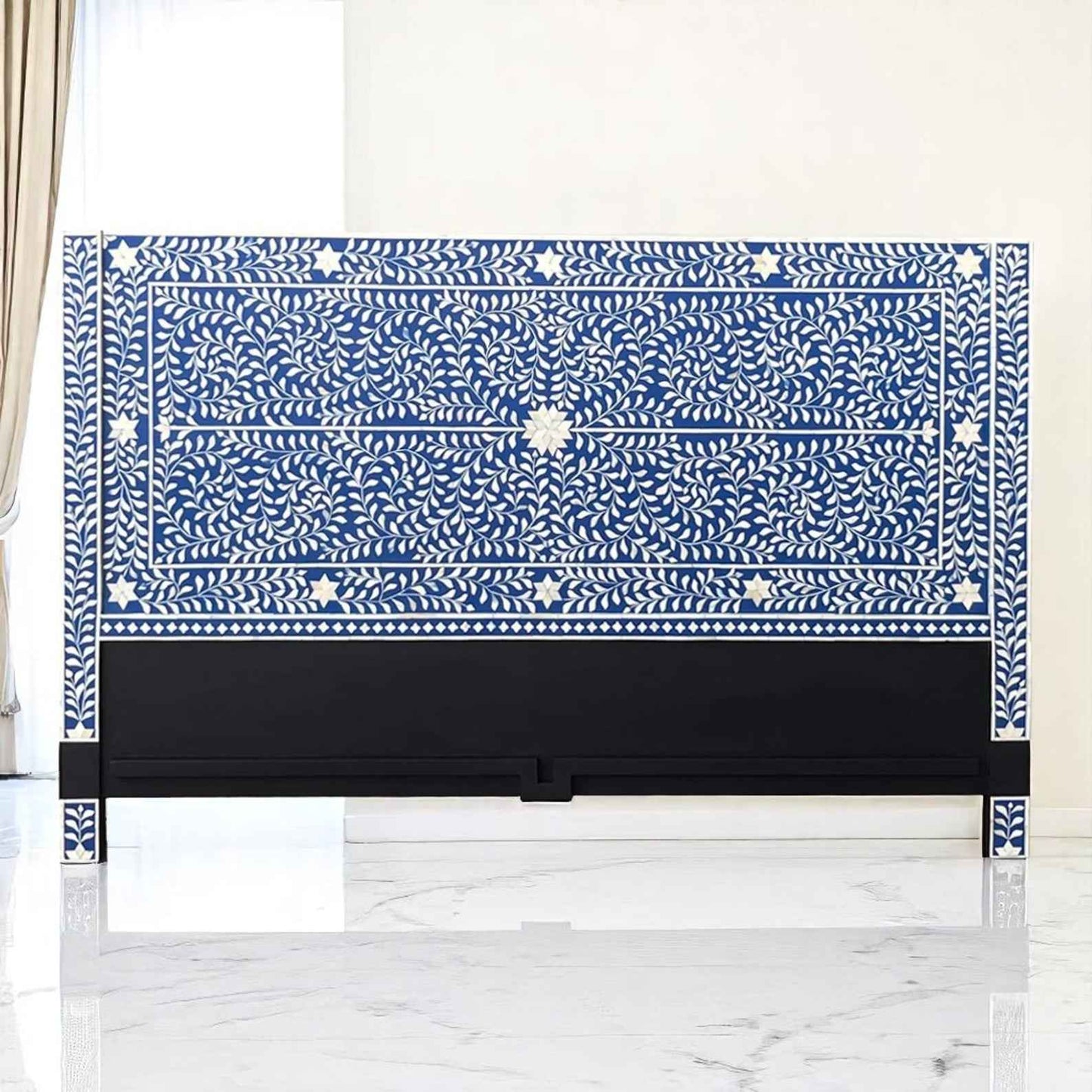 Handmade Bone Inlay Bed Headboard | Custom Wooden Headboard by Hana Exports