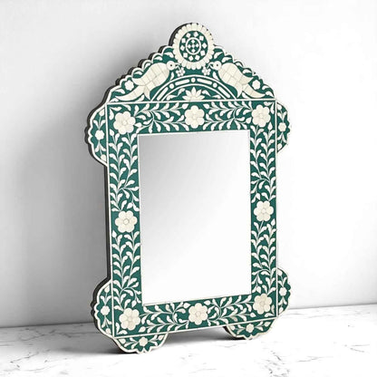 Handmade Bone Inlay Mirror Frame – Floral Wall Decor – 20"x30" by Hana Exports