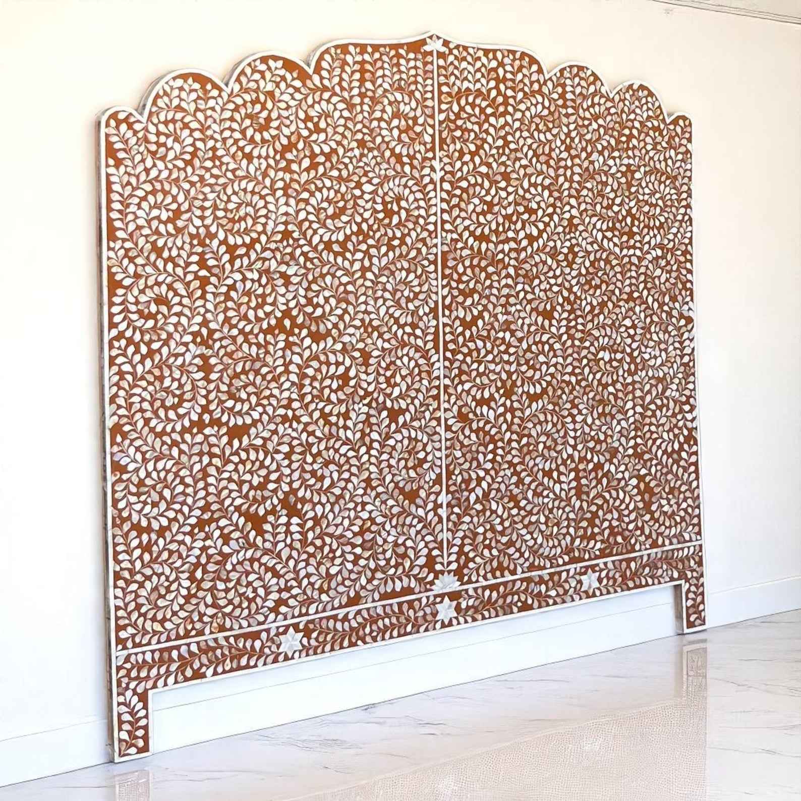 Handmade MOP Inlay Bed Headboard – Elegant Floral Design by HANA EXPORTS
