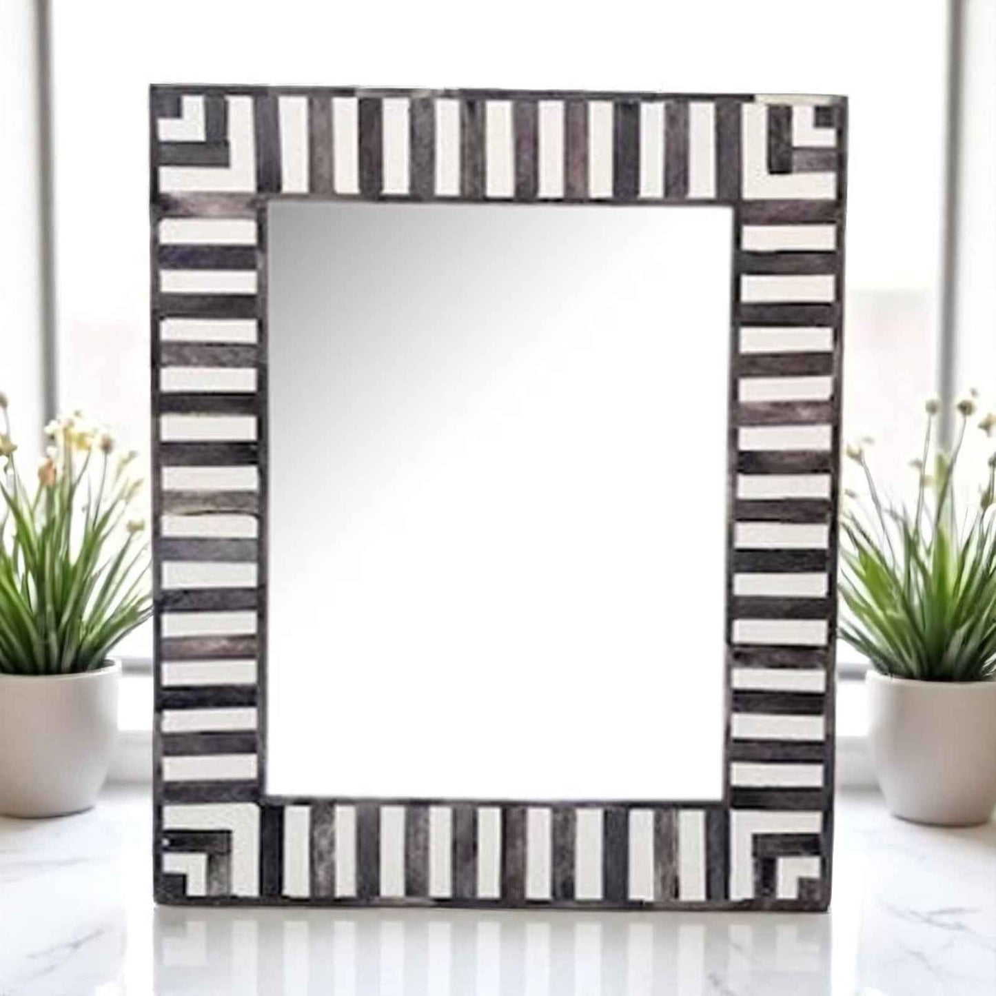 Handmade Bone Inlay Mirror Frame – Camel Bone & Resin Wooden Wall Frame by HANA EXPORTS
