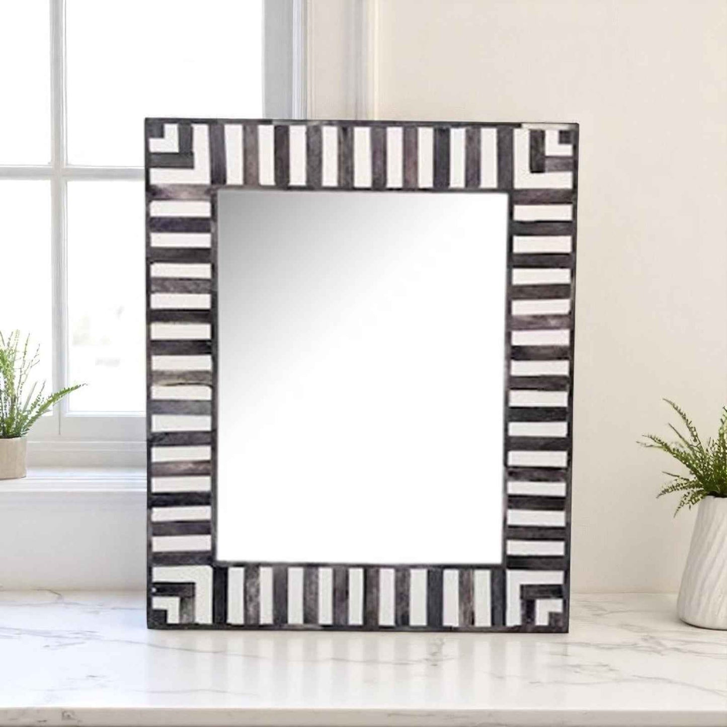 Handmade Bone Inlay Mirror Frame – Camel Bone & Resin Wooden Wall Frame by HANA EXPORTS