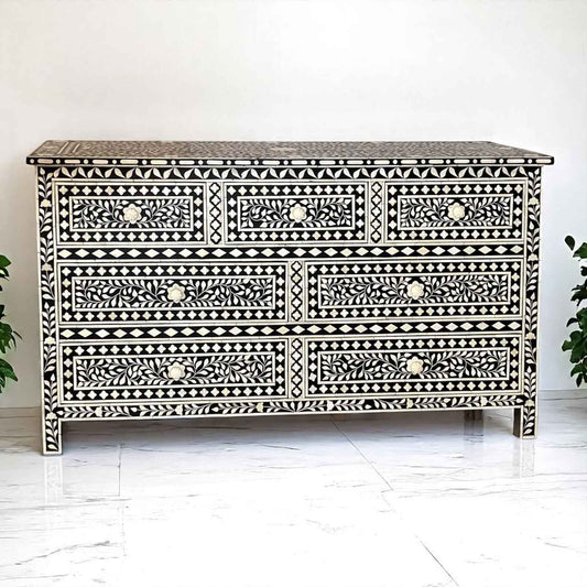 Handmade MOP Inlay Floral Sideboard – 3 Drawer Storage Cabinet by HANA EXPORTS