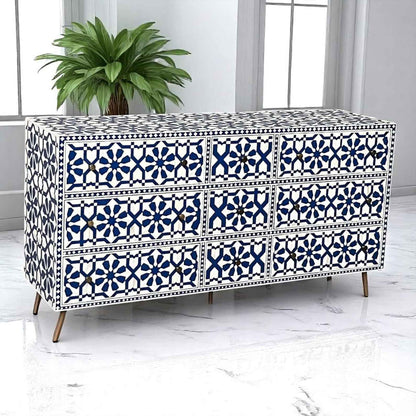 Handmade Bone Inlay Sideboard Cabinet - Camel Bone & Resin Furniture by HANA EXPORTS
