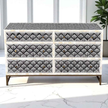 Handmade Bone Inlay Sideboard Cabinet - Camel Bone & Resin Storage by Hansa Handicraft