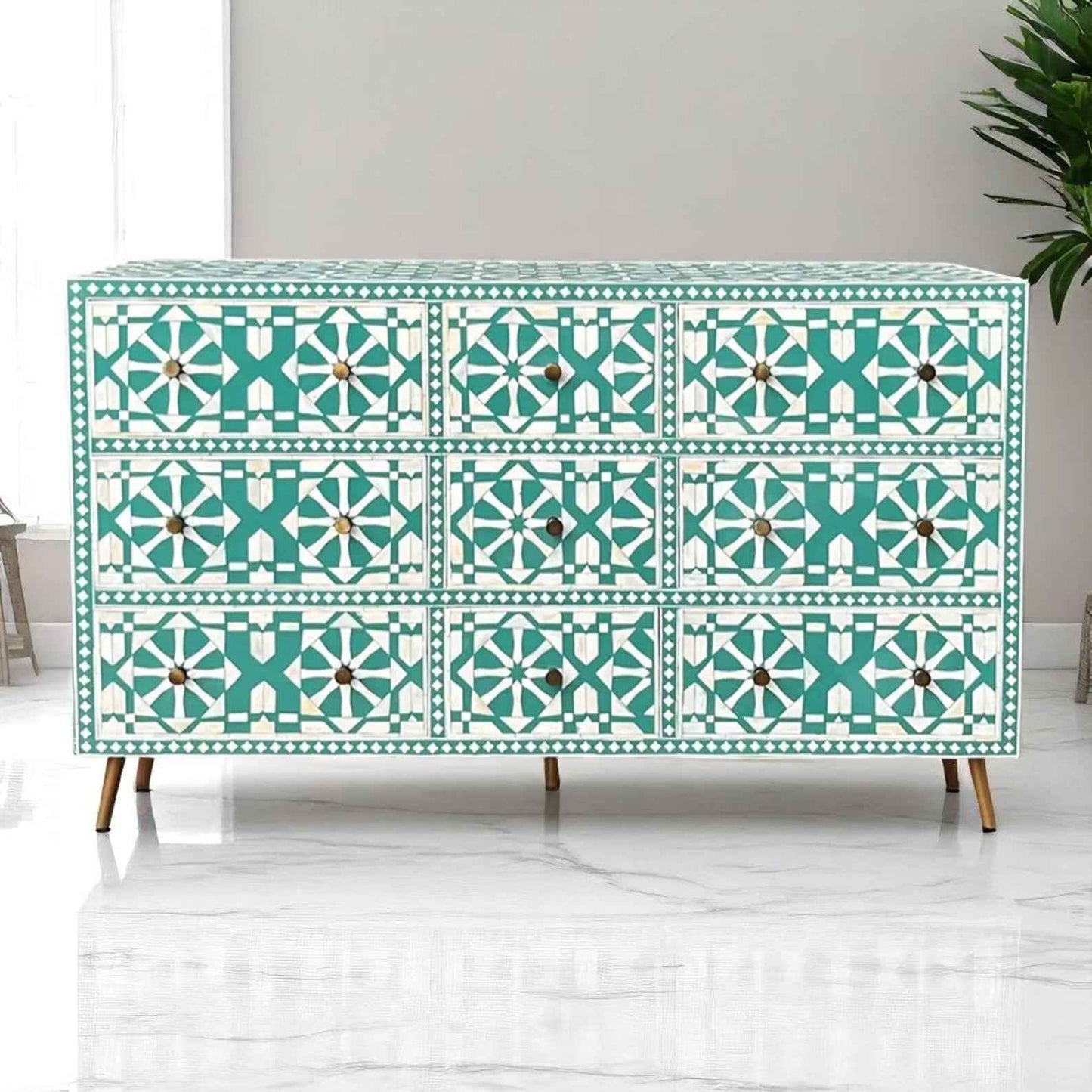 Handmade Bone Inlay Sideboard Cabinet | Camel Bone & Resin Furniture by HANA EXPORTS