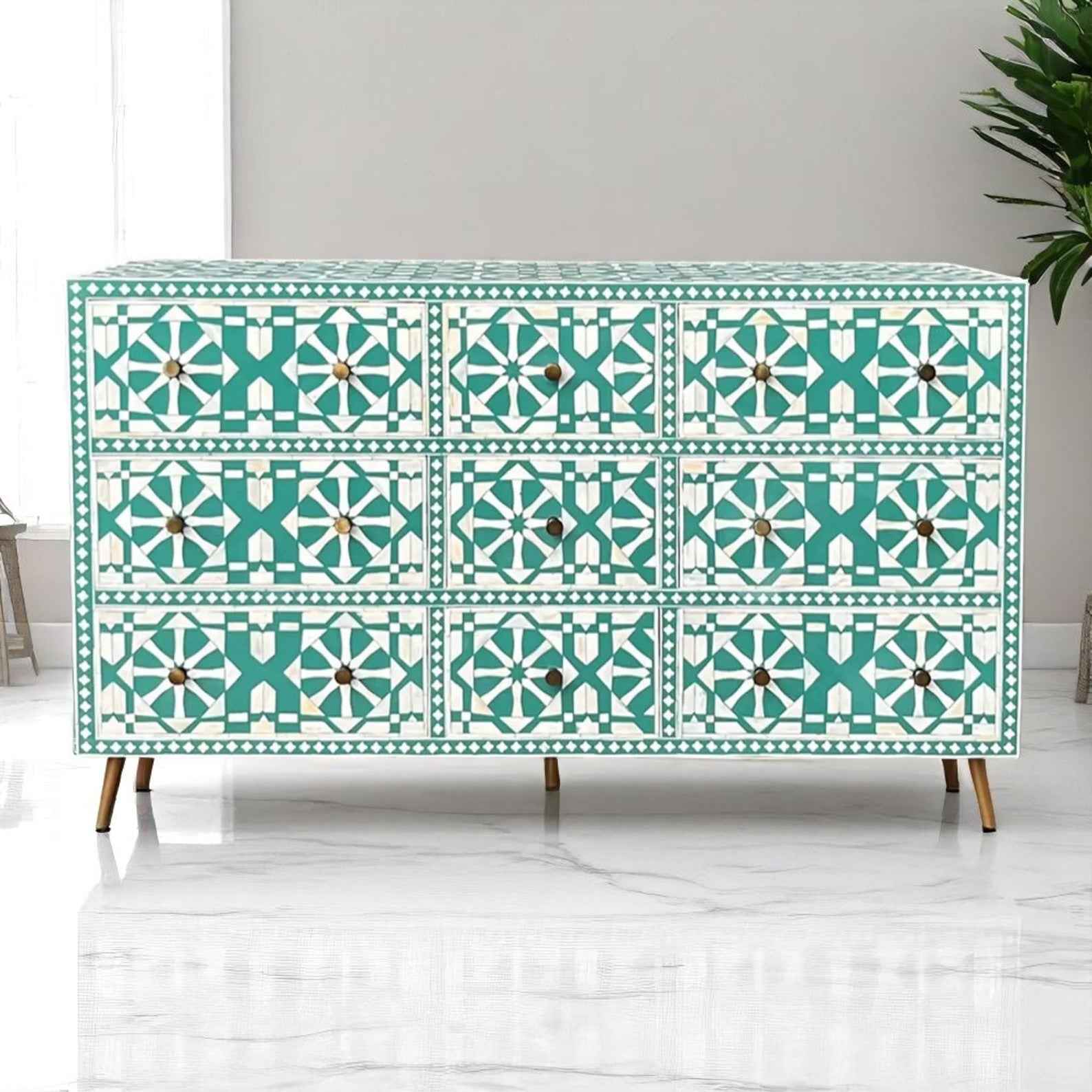 Handmade Bone Inlay Sideboard Cabinet | Camel Bone & Resin Furniture by HANA EXPORTS