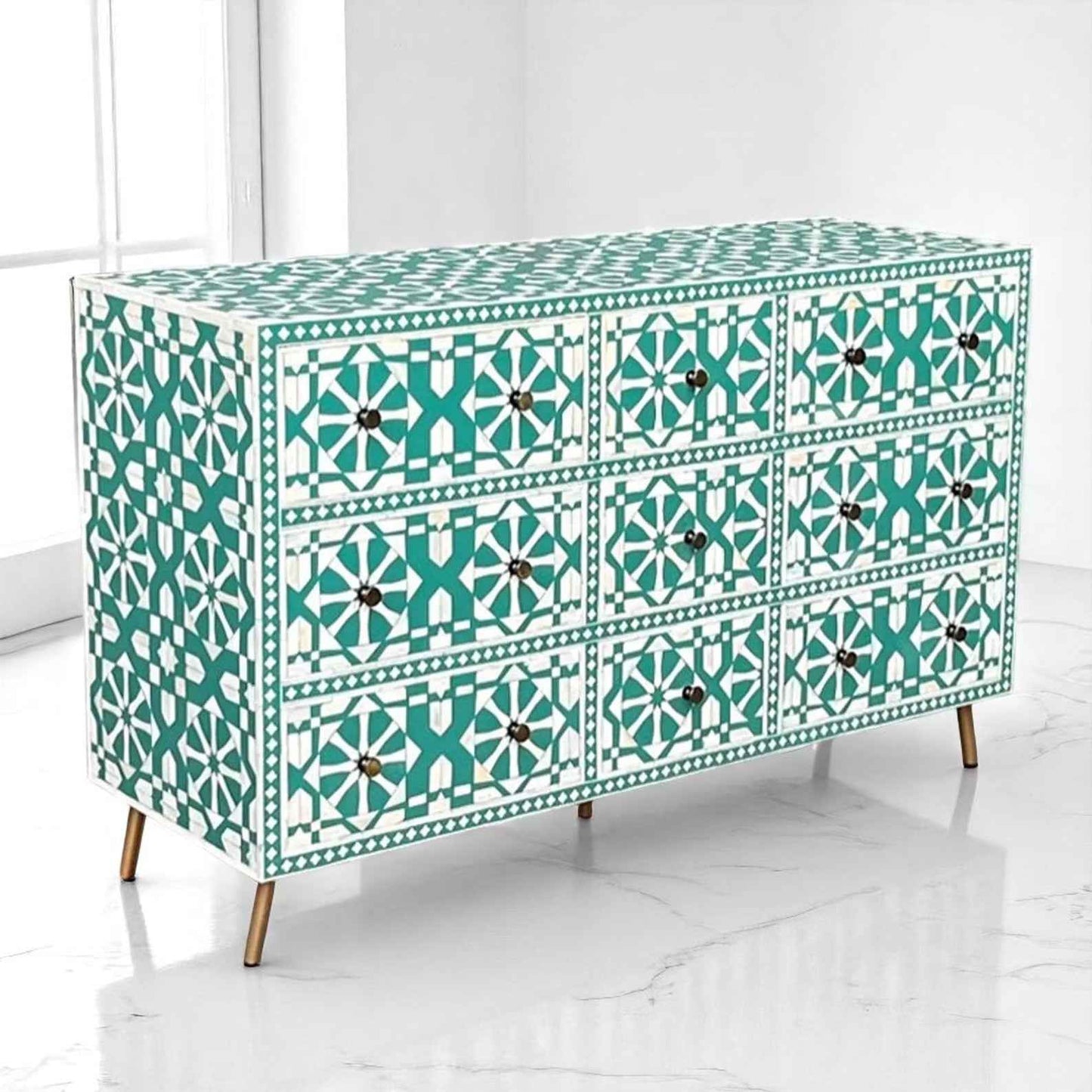 Handmade Bone Inlay Sideboard Cabinet | Camel Bone & Resin Furniture by HANA EXPORTS