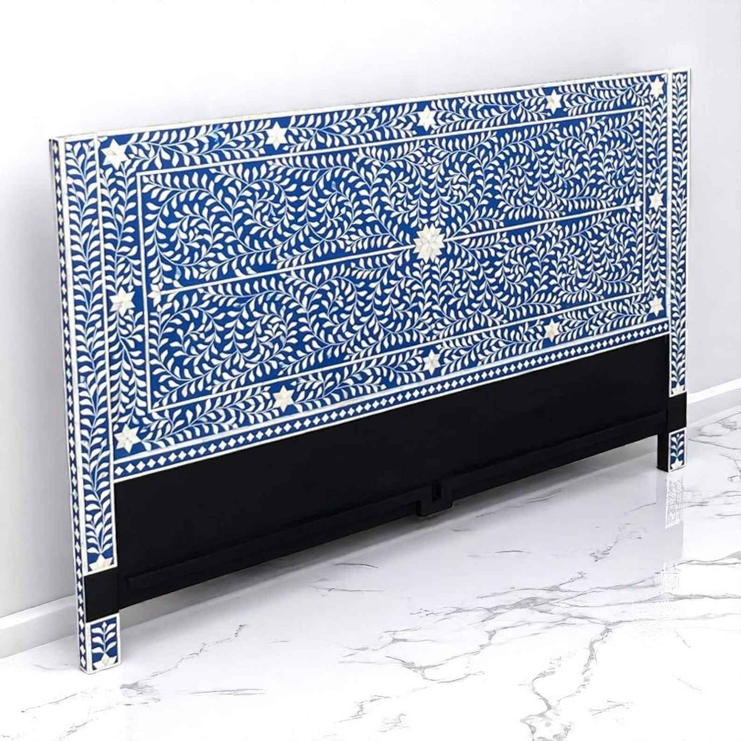 Handmade Bone Inlay Bed Headboard | Custom Wooden Headboard by Hana Exports