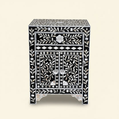 Handmade MOP Inlay Bedside Nightstand | Mother of Pearl Side Table by HANA EXPORTS