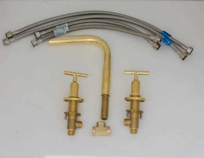 Handcrafted Unlacquered Brass Widespread Faucet | 3-Hole Waterfall Bathroom Sink Fixture – HANSA HANDICRAFT