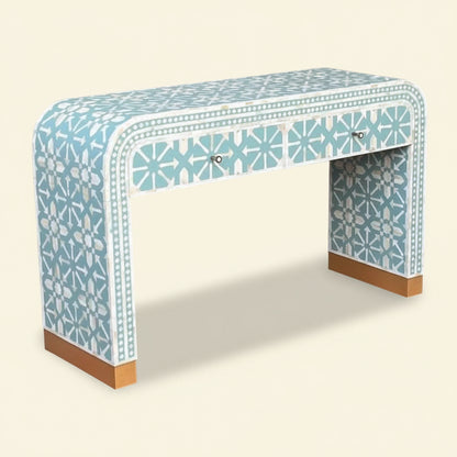 Handmade Bone Inlay Console Table - Camel Bone, Resin & Wood Furniture by HANA EXPORTS