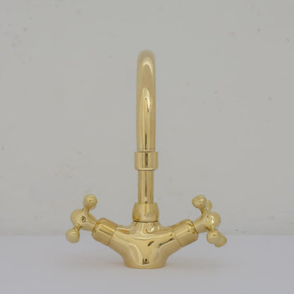 Unlacquered Brass Bathroom Faucet | Short Single Hole Vanity Sink Tap – HANSA HANDICRAFT