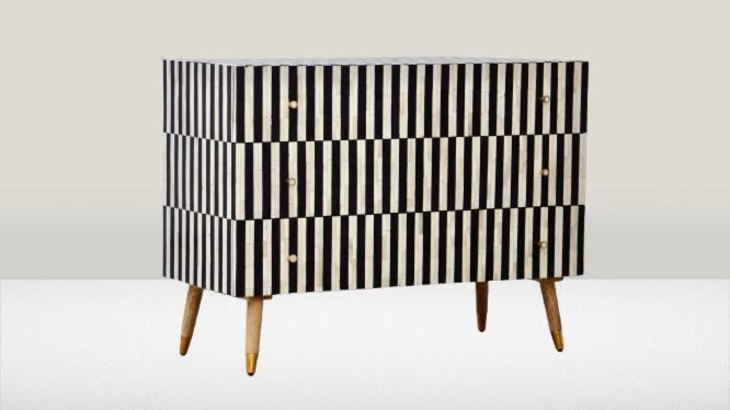Bone Inlay Moroccan Design | Inlay three-Drawer Dresser| Chest of 3Drawers