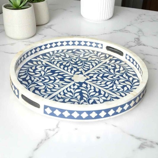 Handmade Bone Inlay Tray | Decorative Wooden Camel Bone Tray by Hana Exports