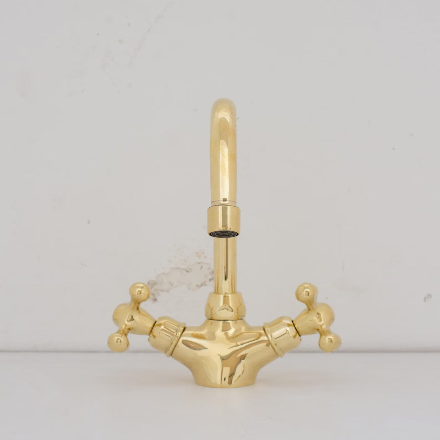 Unlacquered Brass Mixer Faucet | Single Hole Lever Handle Tap | Compact Short Bathroom Faucet – HANSA HANDICRAFT