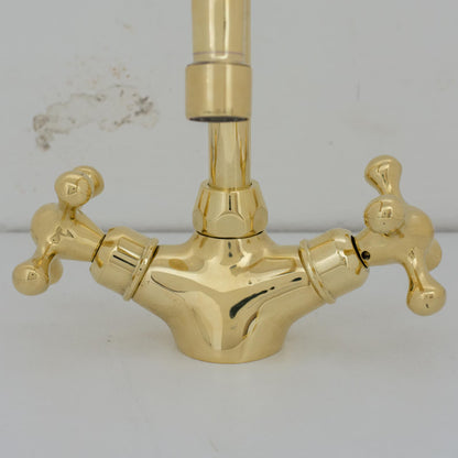 Unlacquered Brass Mixer Faucet | Single Hole Lever Handle Tap | Compact Short Bathroom Faucet – HANSA HANDICRAFT