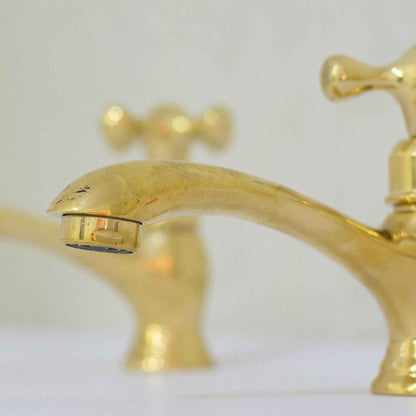 Unlacquered Brass Single Hole Bathroom Faucet, Vintage Simple Cross Tap – HANSA HANDICRAFT