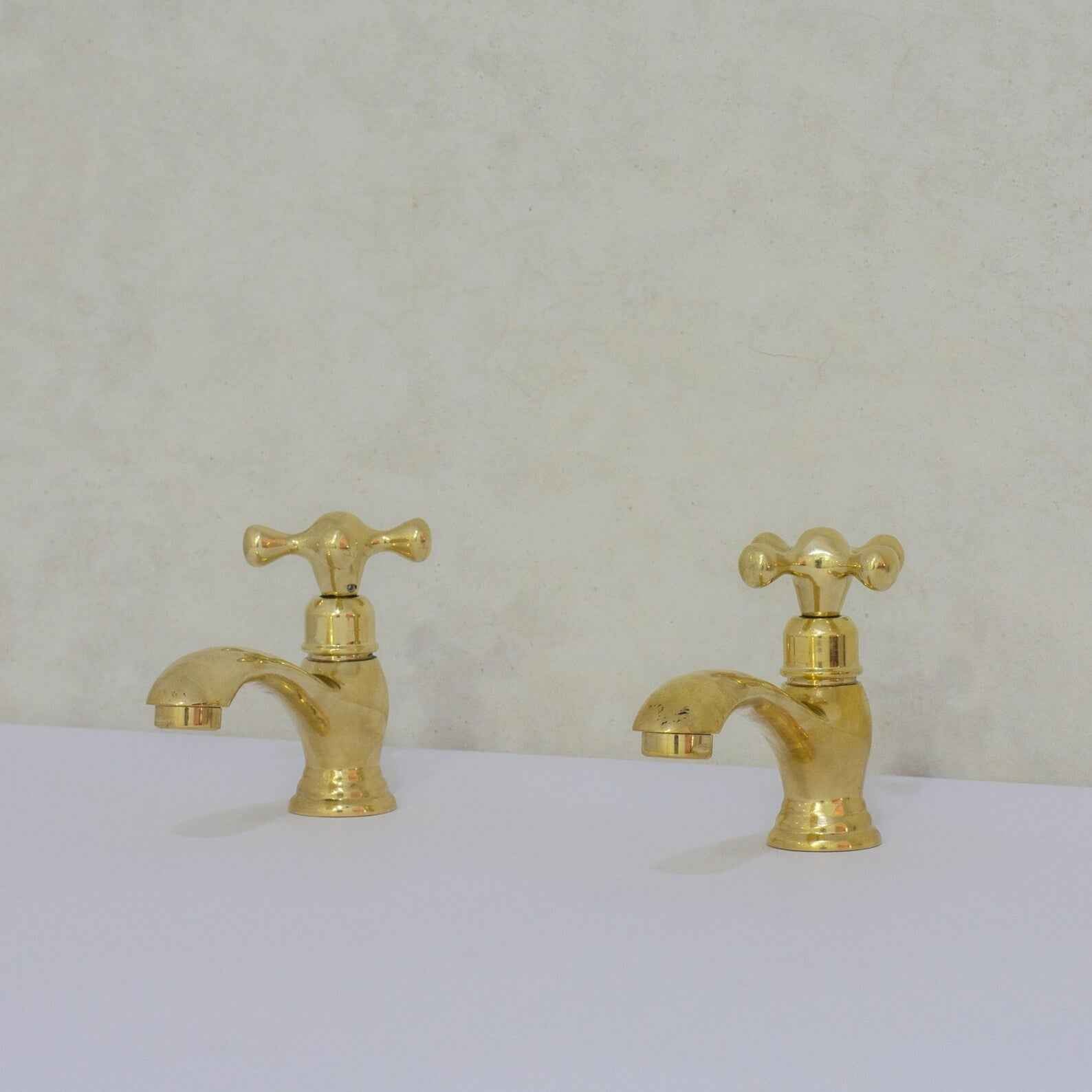 Unlacquered Brass Single Hole Bathroom Faucet, Vintage Simple Cross Tap – HANSA HANDICRAFT