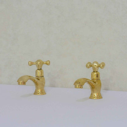 Unlacquered Brass Single Hole Bathroom Faucet, Vintage Simple Cross Tap – HANSA HANDICRAFT