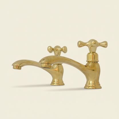 Unlacquered Brass Single Hole Bathroom Faucet, Vintage Simple Cross Tap – HANSA HANDICRAFT