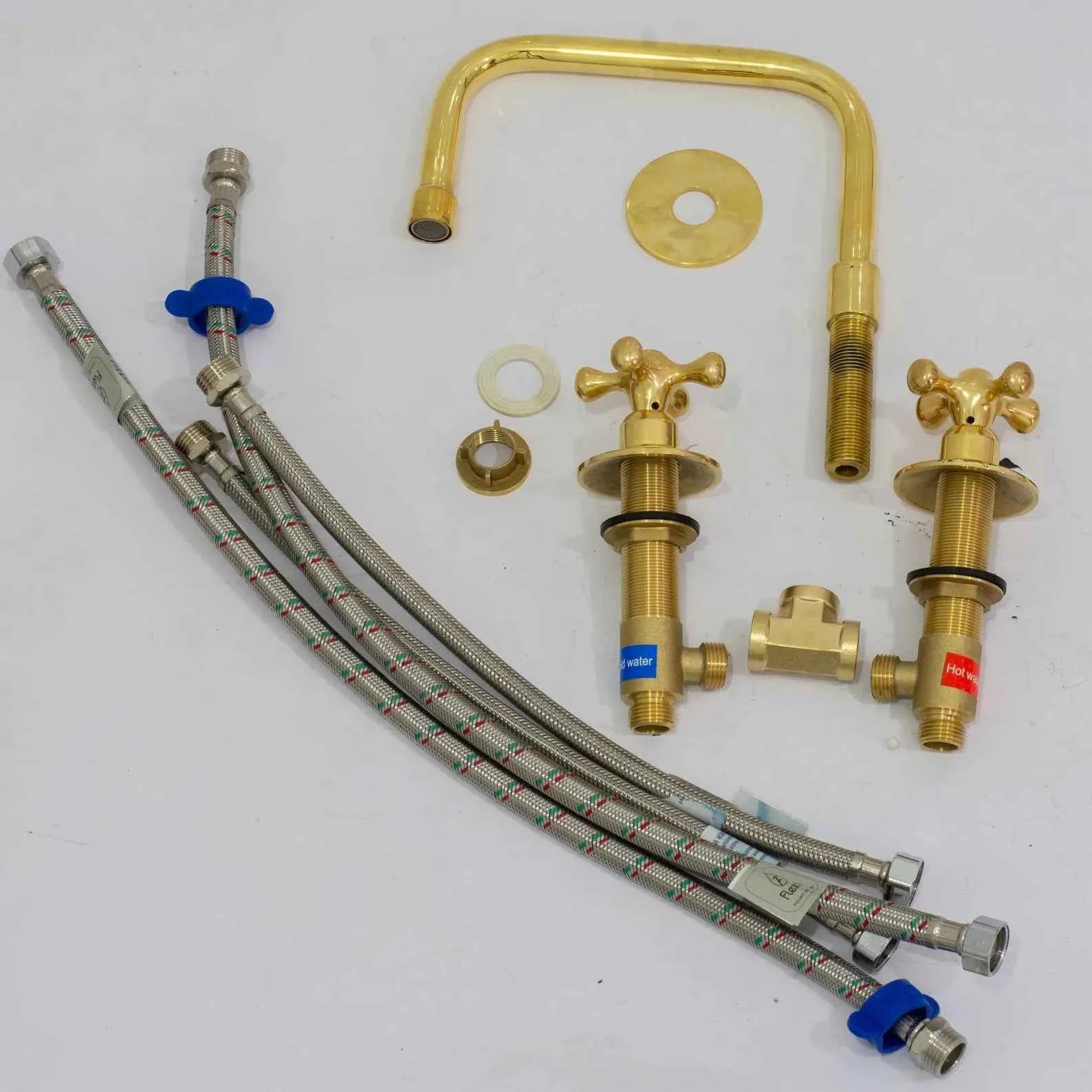 Unlacquered Brass Widespread Bathroom Faucet | 3-Hole 2-Handle Sink Tap | Luxury Vanity Fixture – HANSA HANDICRAFT