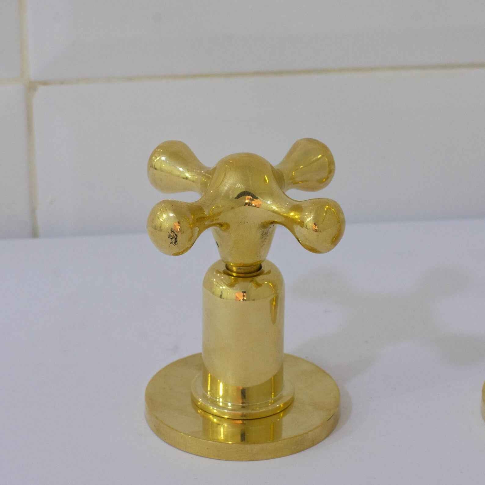 Handcrafted Unlacquered Brass Widespread Faucet | 3-Hole Waterfall Bathroom Sink Fixture – HANSA HANDICRAFT