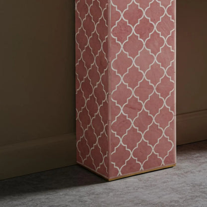 Hansa Handicrafts Pink Bone Inlay Console Table | Chevron Design | Luxe Living Room Accen