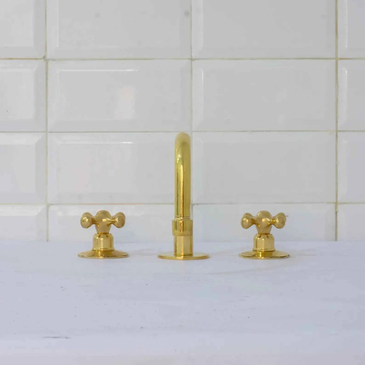 Unlacquered Brass Widespread Bathroom Faucet | 3-Hole 2-Handle Sink Tap | Luxury Vanity Fixture – HANSA HANDICRAFT